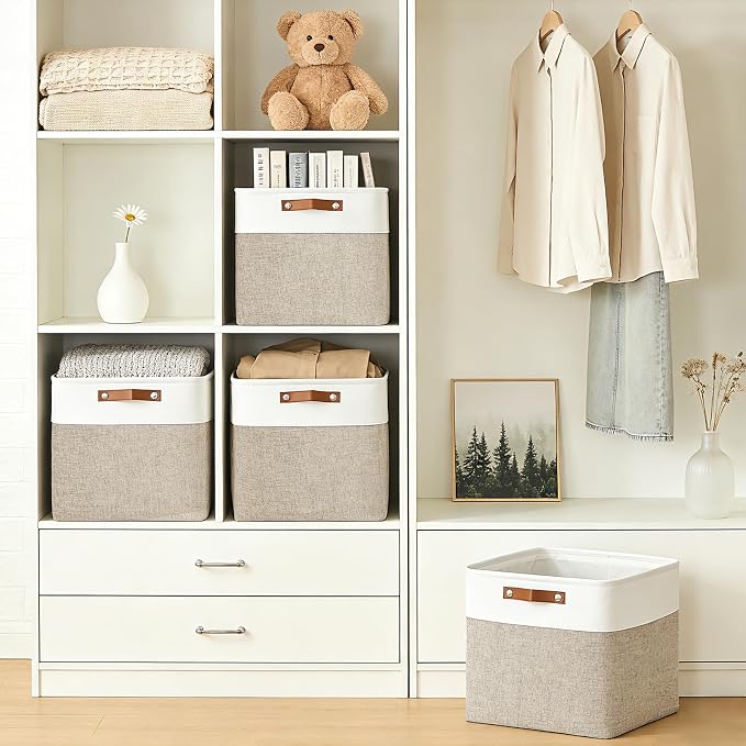 Bagnizer 13x13 Cube Storage Bins, Collapsible Fabric Storage Box, 4 Pack Closet - Image 2