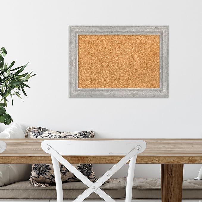 Amanti Art Natural Cork Board for Wall, 15x21 Vision Board with Silver Wood Frame, Small Corkboard Office Decor for Home Organization, Modern Corkboard Pinboard to Display Items for Home Organization-DeskLoop Office