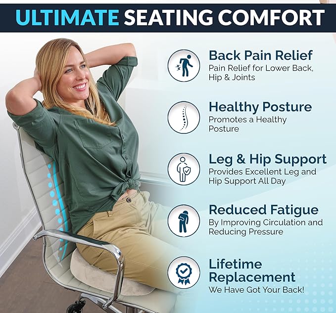 ComfiLife Premium Gel & Memory Foam Seat Cushion – Doctor Recommended Office Chair Cushion, Car Seat Cushion – Chair Cushions for Back & Sciatica Pain Relief – Seat Cushions for Office & Desk (Beige)-DeskLoop Office