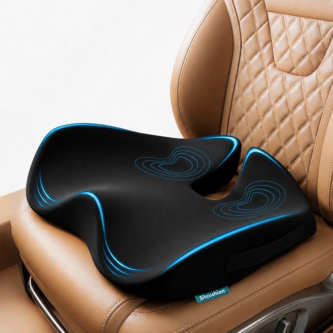 SitCushion Car Seat Cushion for Long Driving – X Large Memory Foam Seat Cushion by Sitcushion