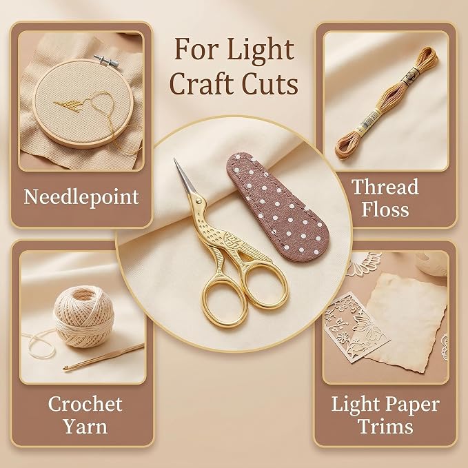 BIHRTC 3.6inch Little Embroidery Scissors Sharp Stainless Steel Tip Cross - Image 6