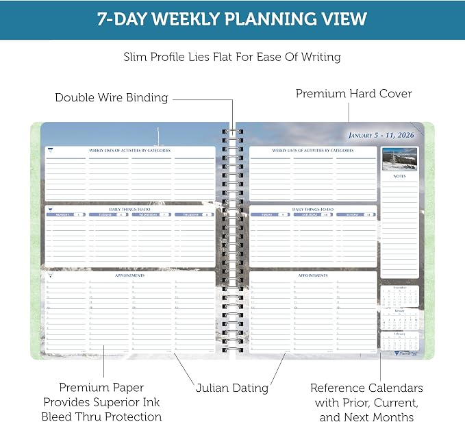 Planner Pad Spiral Bound January-December 2026/ Calendar Year 6 3/4" x 8 1/2" - Image 4