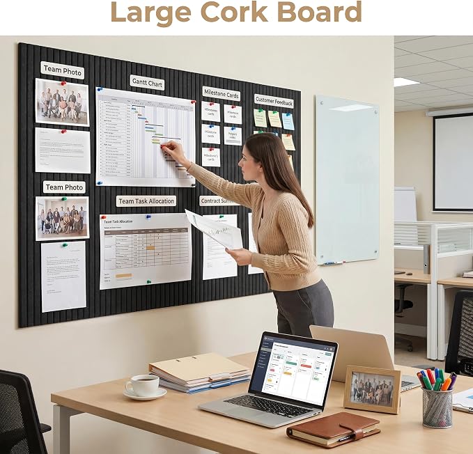 AHEONLAR Felt Bulletin Board 48" x 36", Cork Boards - Image 3