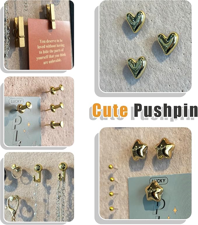 KEYDUACU 100 Pcs Gold Push Pins Set, Metal Thumb Tacks, Decorative Push Pins - Image 6