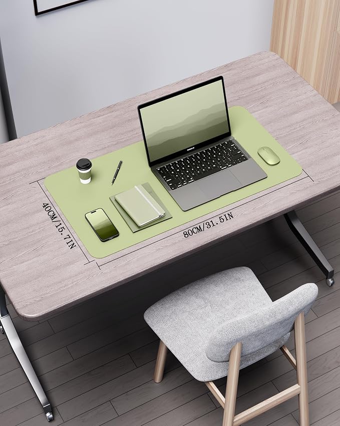 YSAGi Double-Sided Desk Pad, 31.5"x15.7" Leather Desk Mat, Eco Cork Desk Pad - Image 2