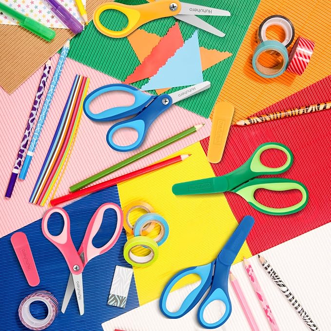 Huhuhero Kids Scissors, Soft Grip Craft Cutting Scissors - Image 8