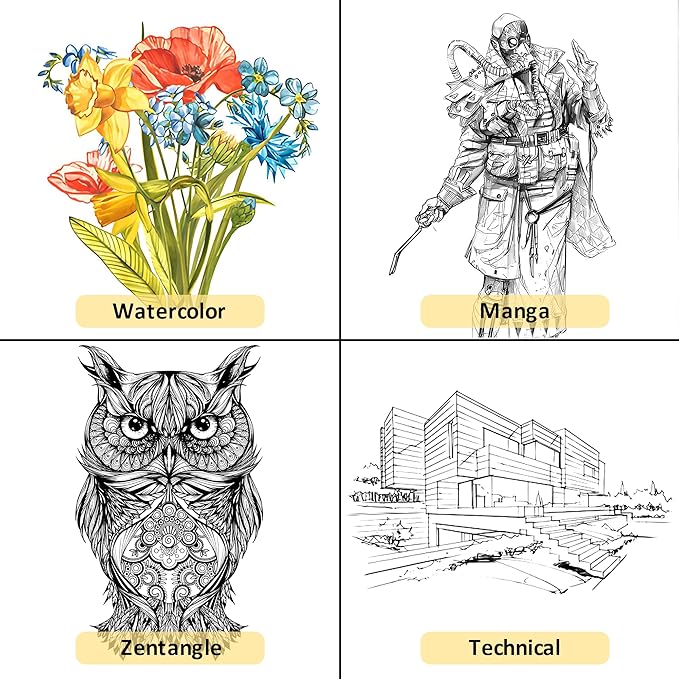 16pcs Fineliner Micro Drawing Art Pens, Black Waterproof Pigment Ink Set for Artists, Sketching, Manga, Watercolor, Calligraphy, and Detail Outlining Archival Quality Inking Markers-DeskLoop Office