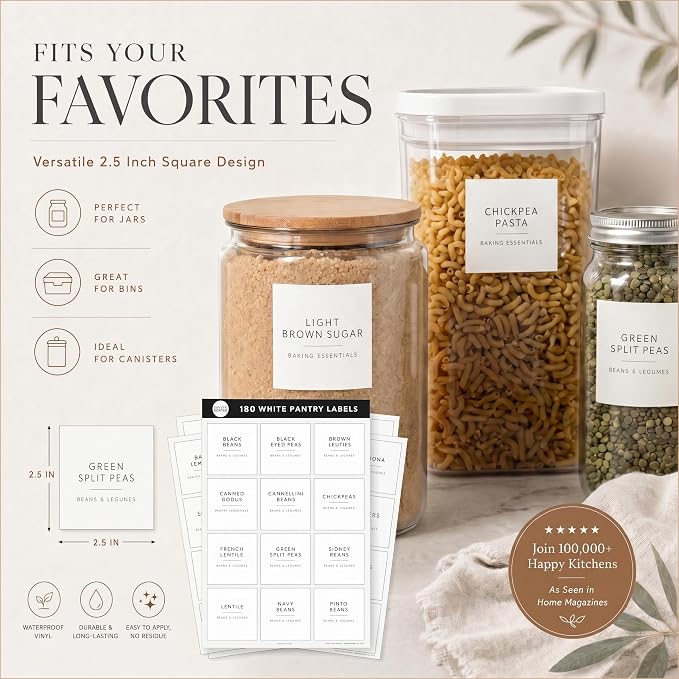 SAVVY & SORTED Minimalist Pantry Labels, 180 Waterproof Vinyl Stickers - Image 9