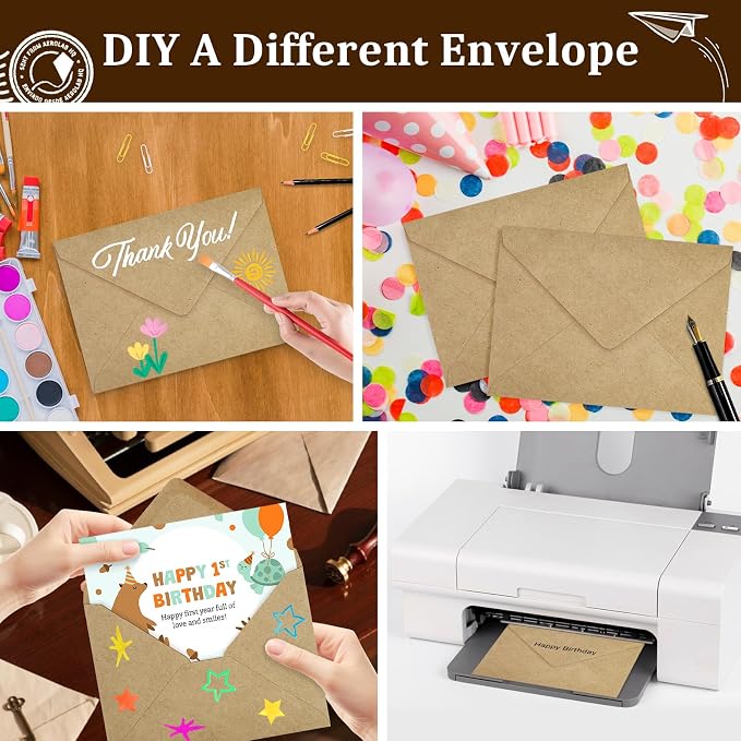200 Pack A7 Envelopes, Kraft Greeting Card Envelopes Self Seal, 5.24 x 7.24 in - Image 6