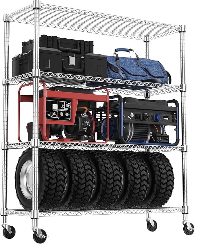 M MZG 4 Tiers Shelf 1400 lbs Steel Storage Shelving Utility Shelving Unit Steel by MEIGAOPLASTICANDMETALHKCOLIMITED