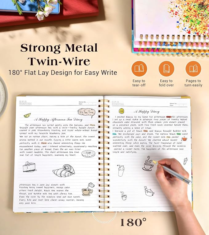 Lined Spiral Notebook Journal for Women, 150 Pages Cute Notebooks 5.75” x 8.38” - Image 6