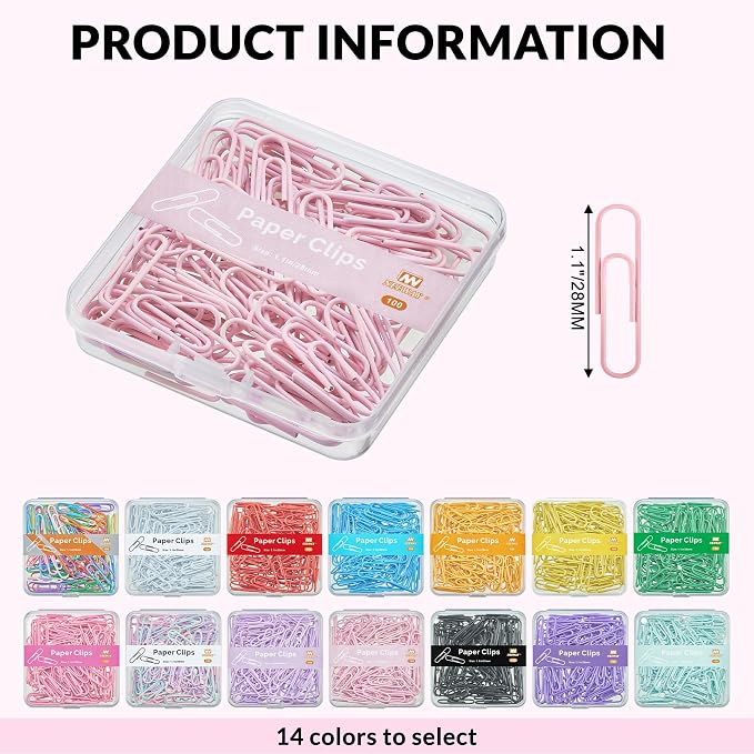 NEEWAY Small Paper Clips, 1.1 Inch Vinly Coated Colored Paperclips, 3 Pack of - Image 2