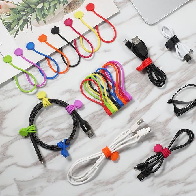SOOOEC Magnetic Cable Ties, 8 Pack 7.2" Magnetic Twist ties Cute Cloud Design - Image 2