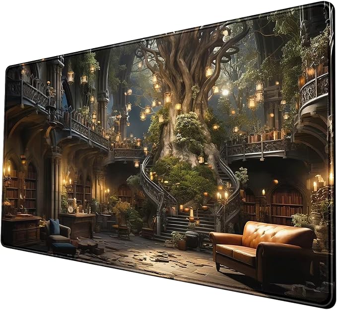 Dark Academia Bookish Desk Mat Adventure Dreams Extended Mousepad Large Gaming by Nasdalgias