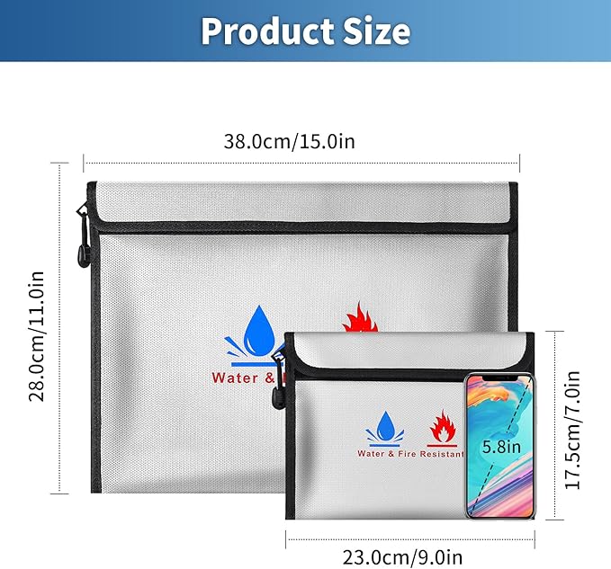 Fire-resistant document pouches, including a set of fire-resistant wallet - Image 2
