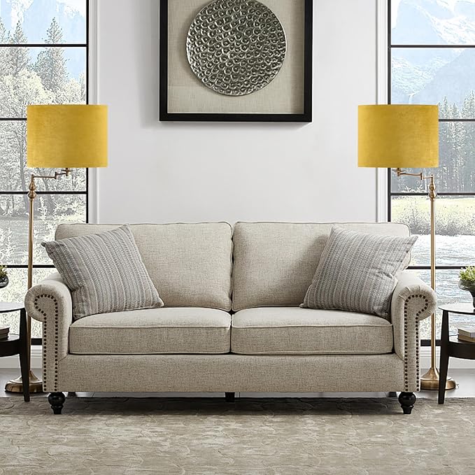 GO&SO Set of 1 Large Drum Yellow Velvet Lamp Shade -16" Top x 16" Bottom x 12" - Image 7