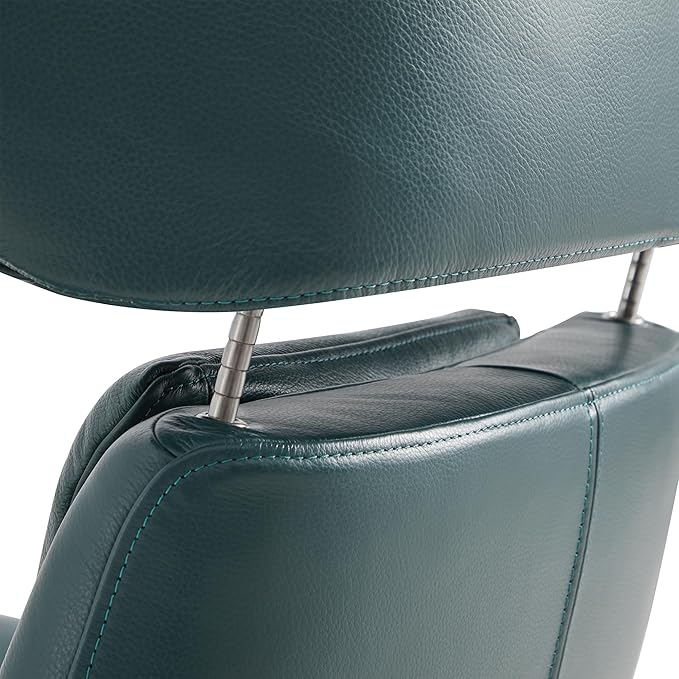 CHITA Genuine Leather Reclining Swivel Chair with Adjustable Headrest and Ottoman for Living Room, Teal-DeskLoop Office