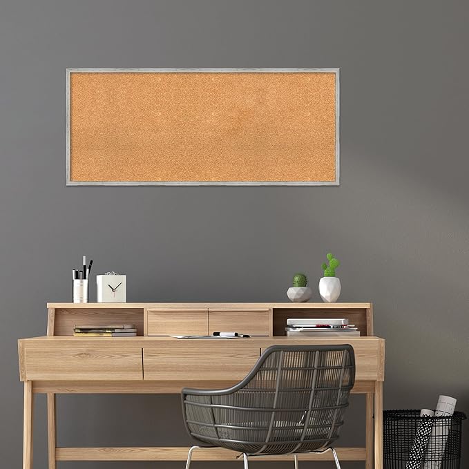 Amanti Art Natural Cork Board for Wall, 21x49 Vision Board with White Frame, Oversize Corkboard Office Decor for Home Organization, Cottage Corkboard Pinboard to Display Items for Home Organization-DeskLoop Office