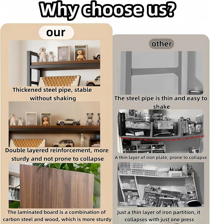 Desktop Hutch Bookshelf, Many Gifts, Metal Desktop Bookcase - Image 6