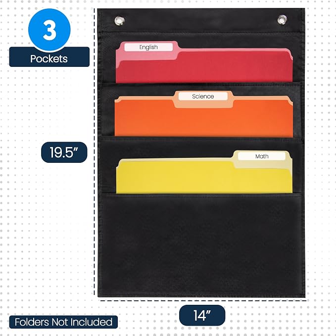 Essex Wares - 3 Pocket File Pocket Chart, and More - Wall Folder Organizer - 3 - Image 2