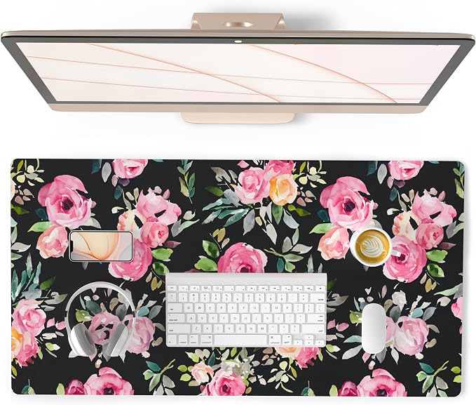 QIYI Large Mouse Pad, Floral Desk Mat by QIYI