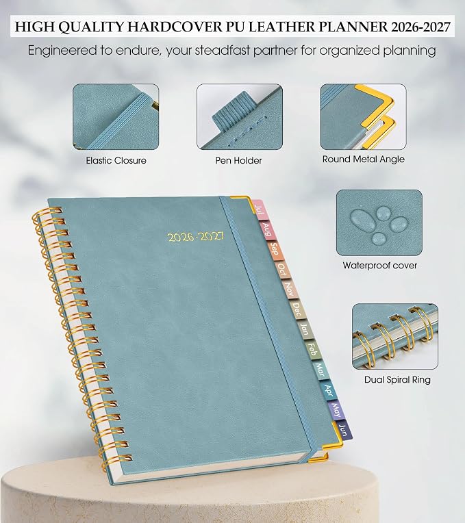 Academic Planner 2026-2027, Hardcover Leather Weekly and Monthly Calendar - Image 4