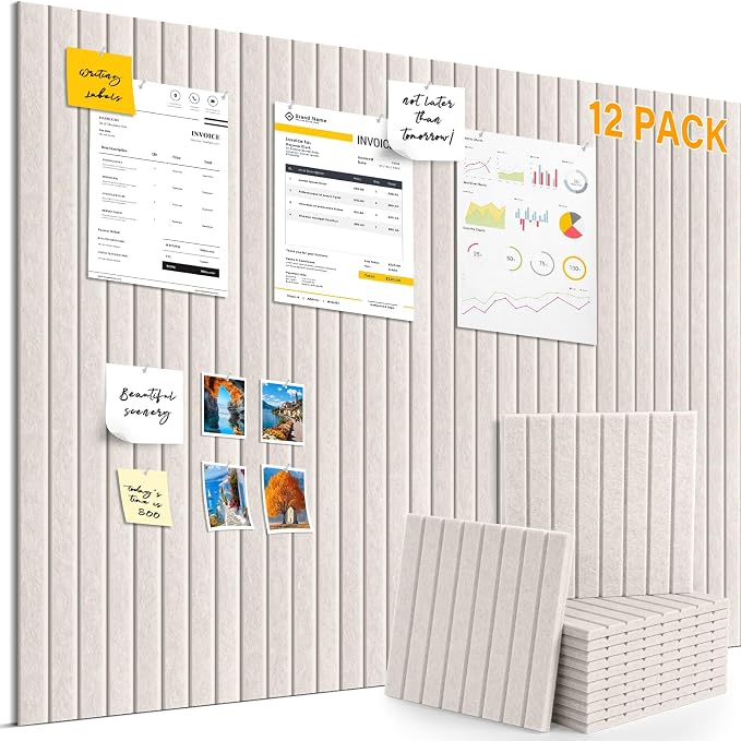 Large Felt Bulletin Board，47.2" x 35.4" 12 Pack Cork Board Alternative by ANWEOR