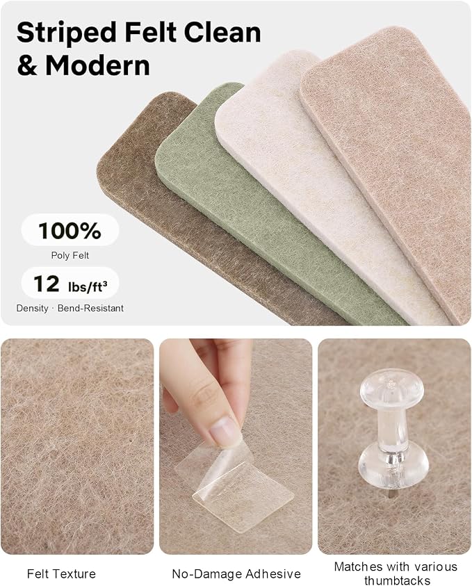 Small Cork Bulletin Board Tiles, Felt Wall Decor and Office Desk Accessories - Image 3