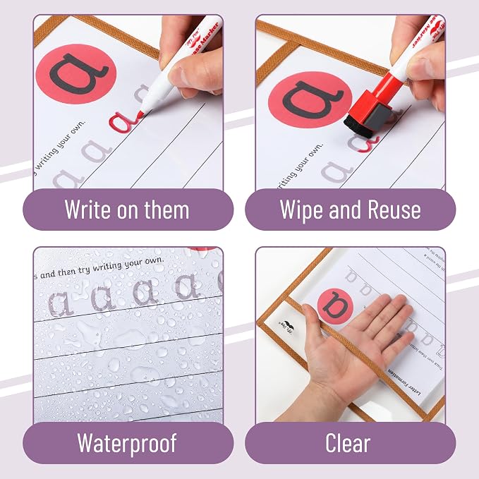 Mr. Pen- Reusable Dry Erase Pocket Sleeves, 6 Pack, Colorful | Multicolored - Image 6
