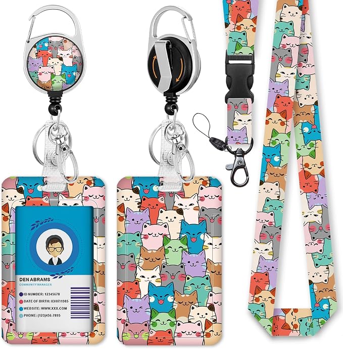 Immaturus Cute Cats Lanyards for Id Badges, ID Badge Holder by IMMATURUS