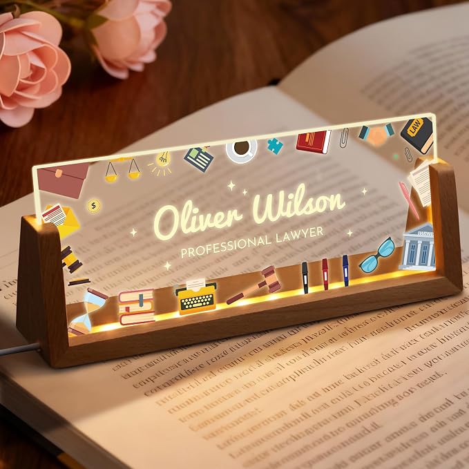 Custom Light Up Name Plate for Desk, Personalized LED Acrylic Name Sign - Image 6