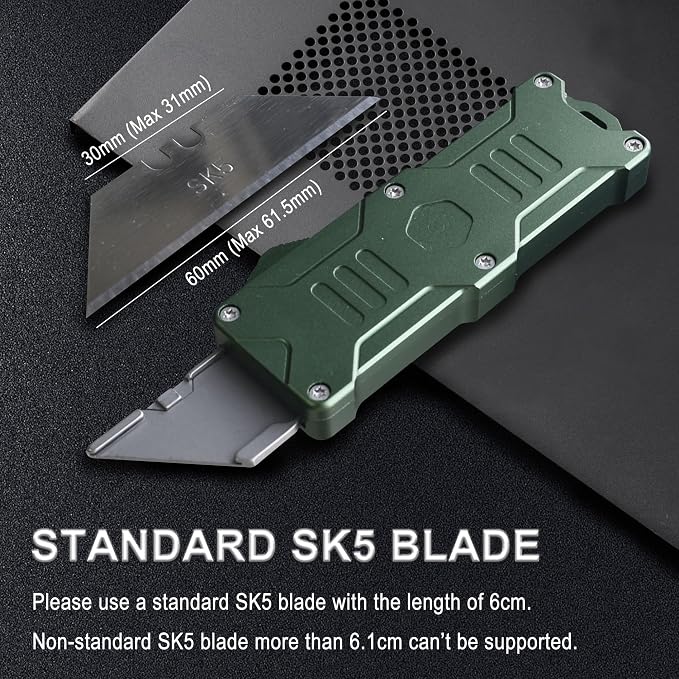 Caressolove Switch Blades Knife Push Button, Aviation Aluminum EDC Box Cutter - Image 4