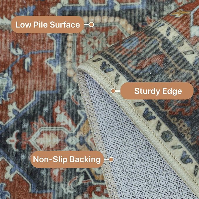 GENIMO 8x10 Area Rugs for Living Room, Machine Washable Non Slip Vintage Rugs - Image 6