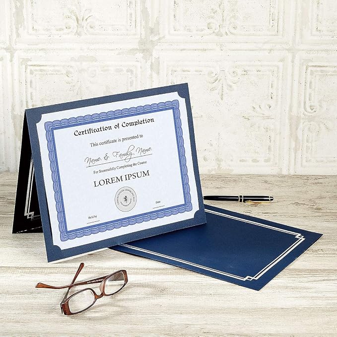 Classic Blue & Silver Certificate Folders - Image 8