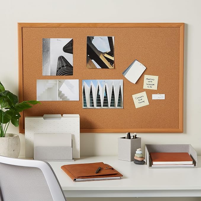 Staples Cork Bulletin Board, 3 x 2 Feet, Oak Frame, Vertical or Horizontal Mount - Image 5