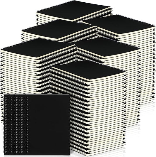 Yahenda 108 Pcs Spiral Notebook Bulk A5 Journal Lined 8.3'' x 5.5'' Writing Composition Paper Small Notepad Subject Notebook for Students Office Business Back to School Supplies (Black)-DeskLoop Office