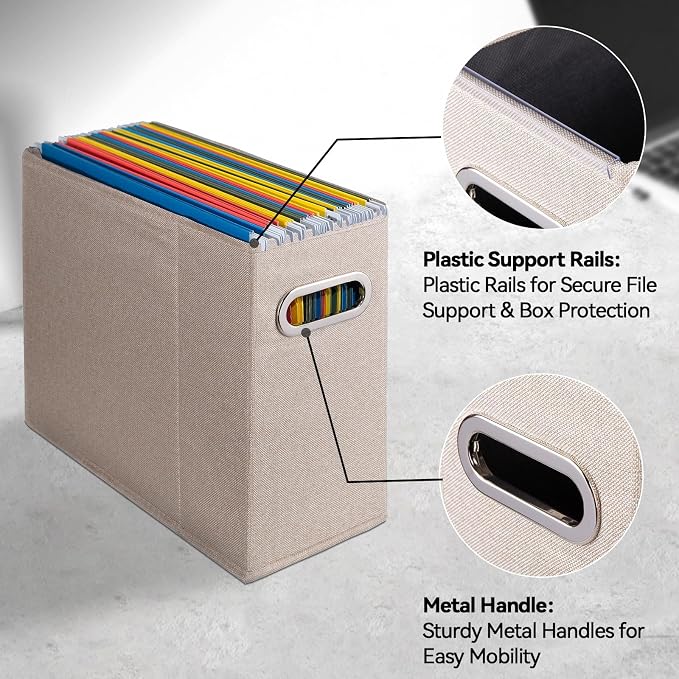 2 Packs Letter Size File Organizer, File Folders Organizer, Fabric Storage Box - Image 4