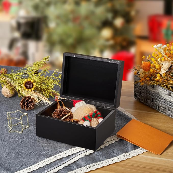 DRASTAR Small Keepsake Box, Wooden Jewelry Storage Box, 4x6 Decorative Card Box - Image 7
