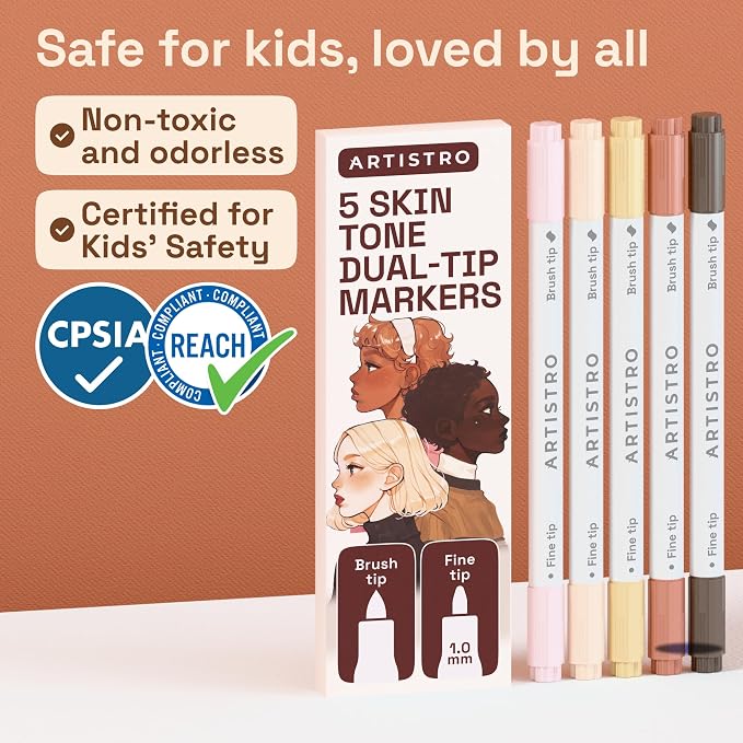 ARTISTRO 5 Skin Tones Acrylic Paint Markers - Image 8