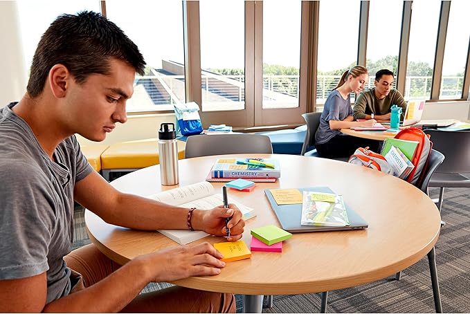 Post-it Super Sticky Notes, 3x3 in, 6 Pads, 2X The Sticking Power, Energy Boost Collection, Bright Colors (Orange, Pink, Blue, Green),Recyclable (654-6SSAU)-DeskLoop Office