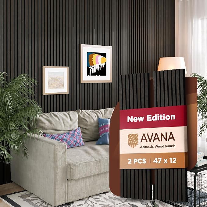 Avana Modern Acoustic Wood Wall Panels – 47.2 x 12.6 Inch Smoke Oak Acoustic by AvanaHome