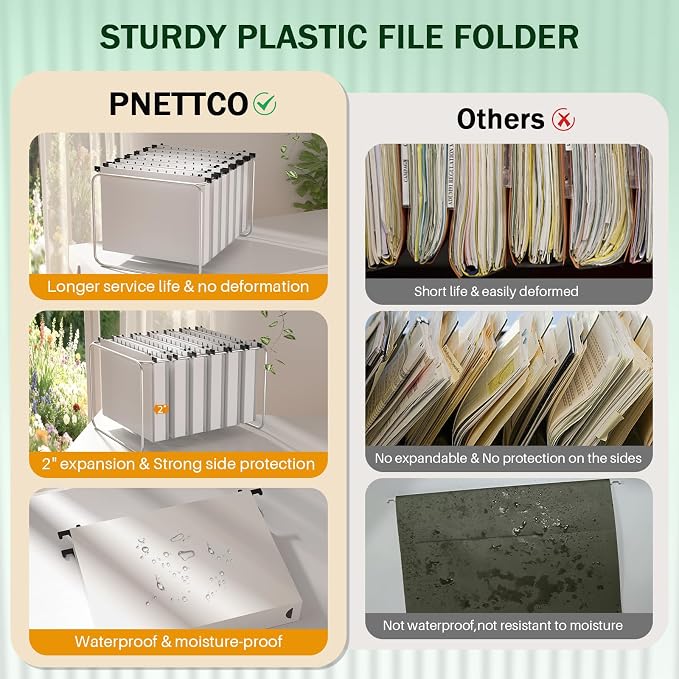12 PCS Hanging File Folders Letter Size, Plastic Hanging Folders, Extra - Image 6