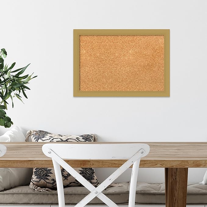 Amanti Art Natural Cork Board for Wall, 14x20 Vision Board with Gold Frame, Small Corkboard Office Decor for Home Organization, Casual Corkboard Pinboard to Display Items for Home Organization in-DeskLoop Office
