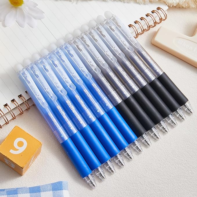 12Pcs Retractable Erasable Gel Pens Clicker, Fine Point 0.7mm Smooth Writing - Image 7
