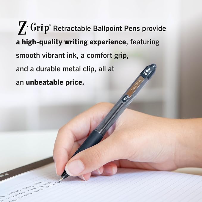 Zebra Pen Z-Grip Retractable Ballpoint Pen, 1.0mm Medium Point, School & Office - Image 5