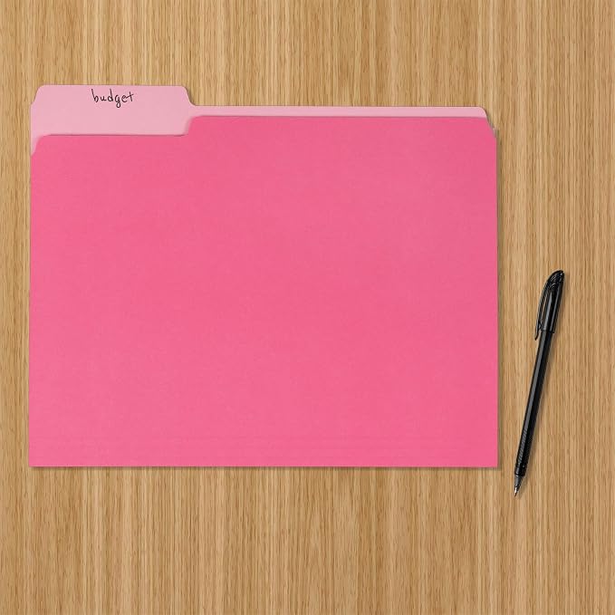 Amazon Basics File Folders for Organization, Letter Size, 1/3 Cut Tab - Image 5
