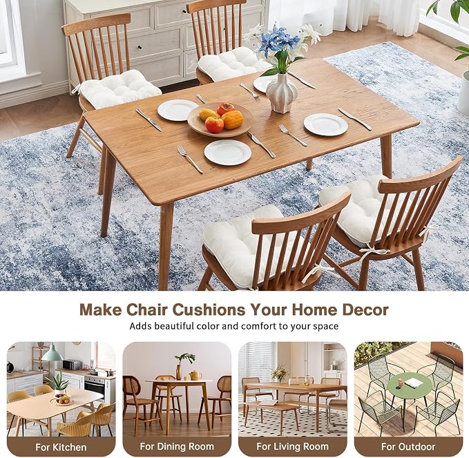 BETU White Chair Cushions for Dining Chairs Set of 4, 3.5" Thick Kitchen Table - Image 8