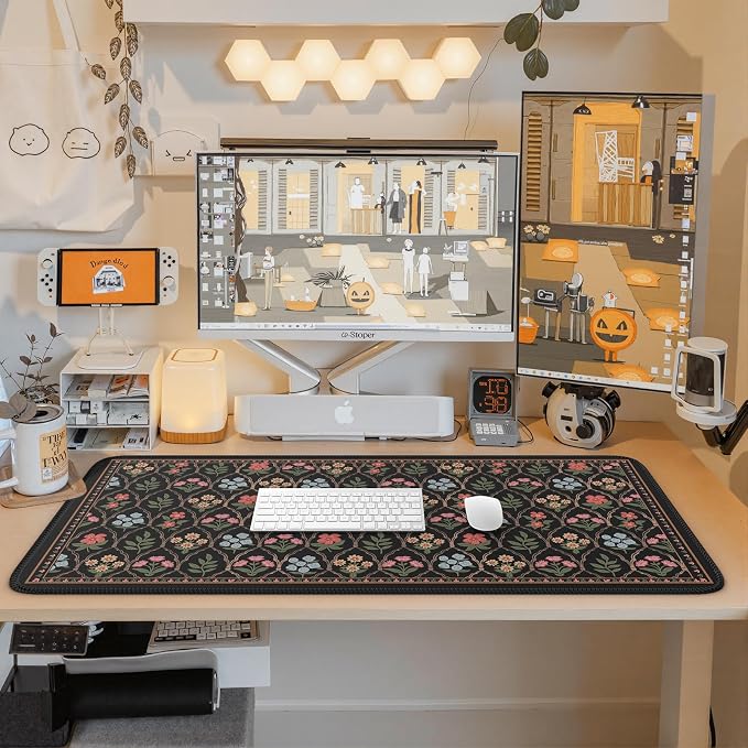 iCasso Floral Desk Pad Mat, Large Mouse Pad, Desk Matt - Image 8
