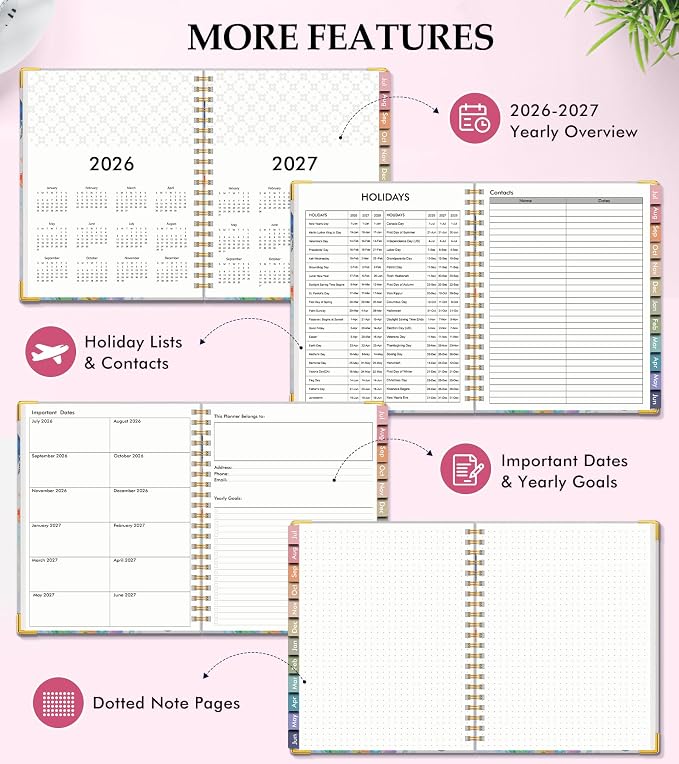 Academic Planner 2026-2027, Hardcover Leather Weekly and Monthly Calendar - Image 6