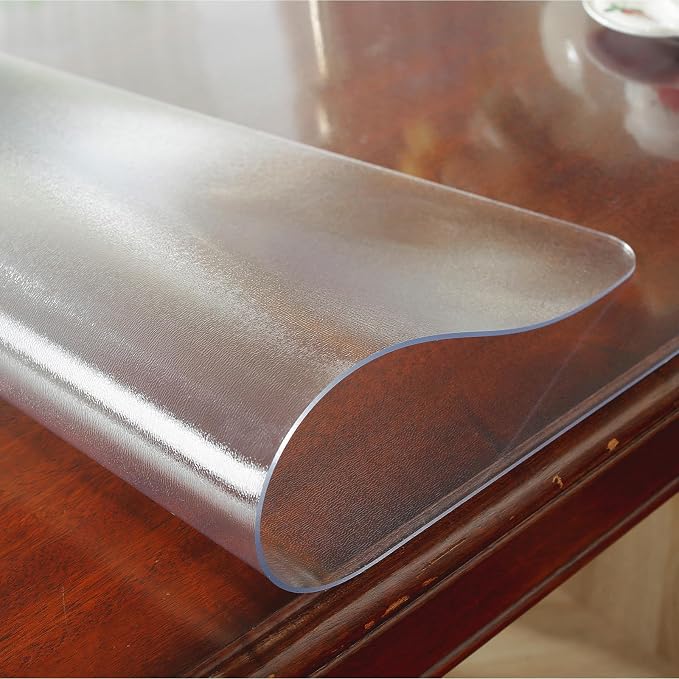 OstepDecor 35.4 x 70.9 Inch Frosted Table Cover Protector, 2mm Thick Clear - Image 9